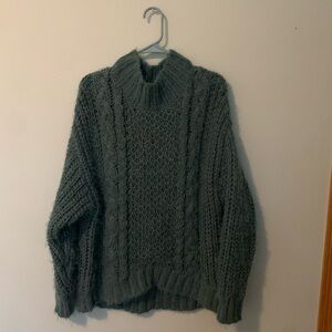 Universal Thread Co. turquoise mock turtleneck cabled/knitted sweater